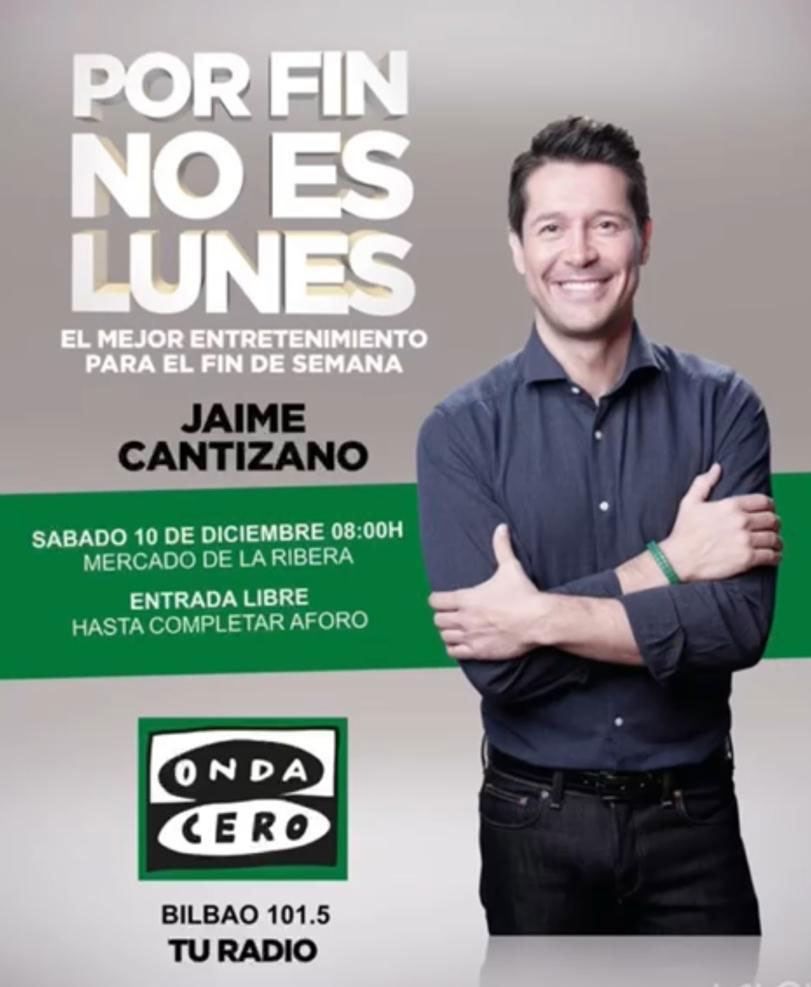 Cartel anunciador del programa de Jaime Cantizano en el Mercado de la Ribera
