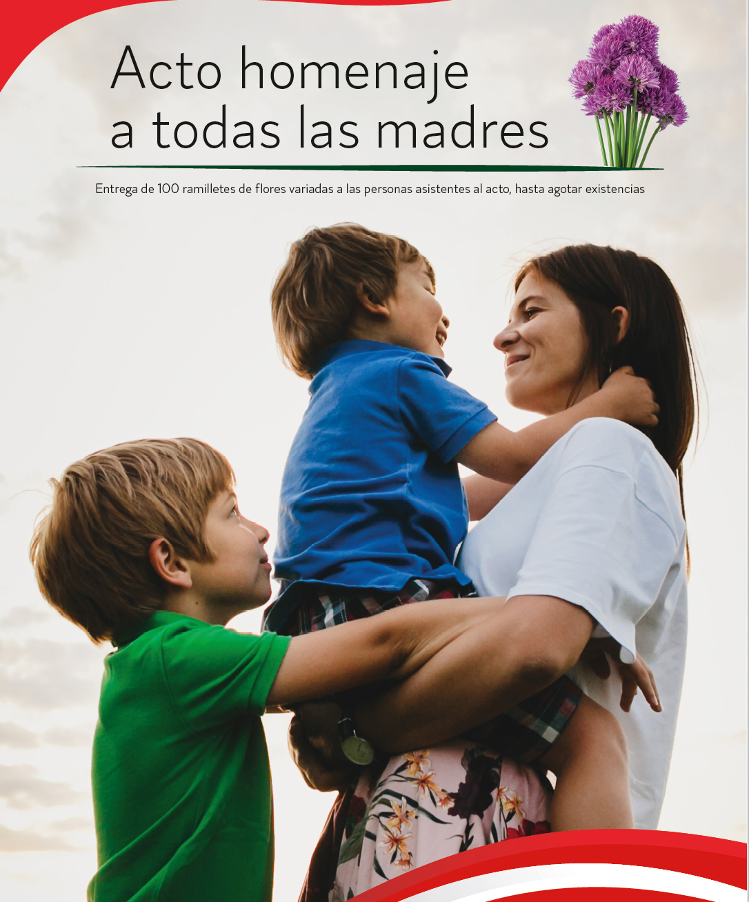 Cartel anunciador del Acto homenaje a todas la madres el 7 de mayo de 2023