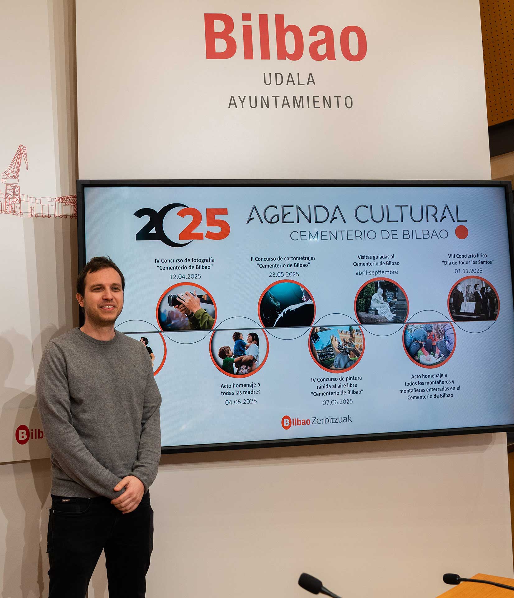 Rueda de prensa para presentar la agenda cultural del Cementerio de Bilbao en 2025