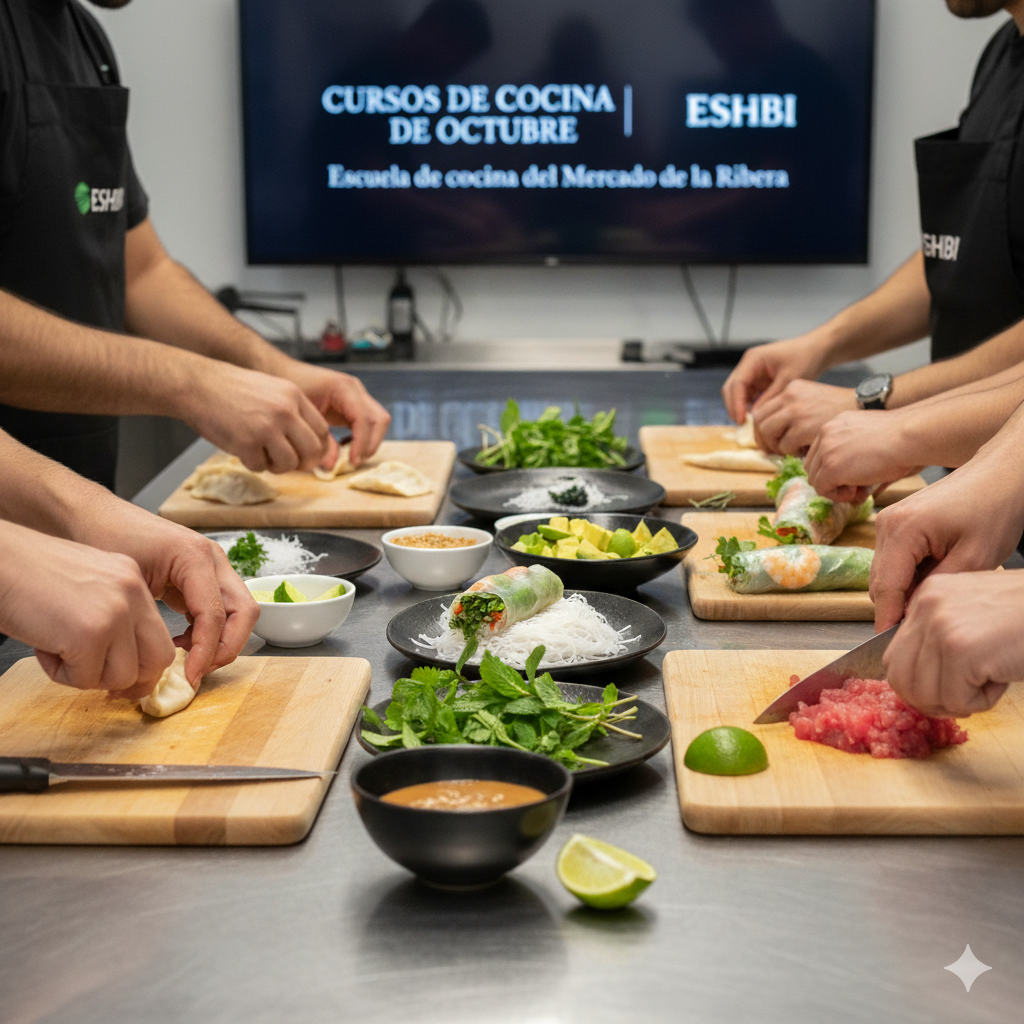 Imagen alegórica a los cursos de cocina de la Escuela del Mercado de la Ribera