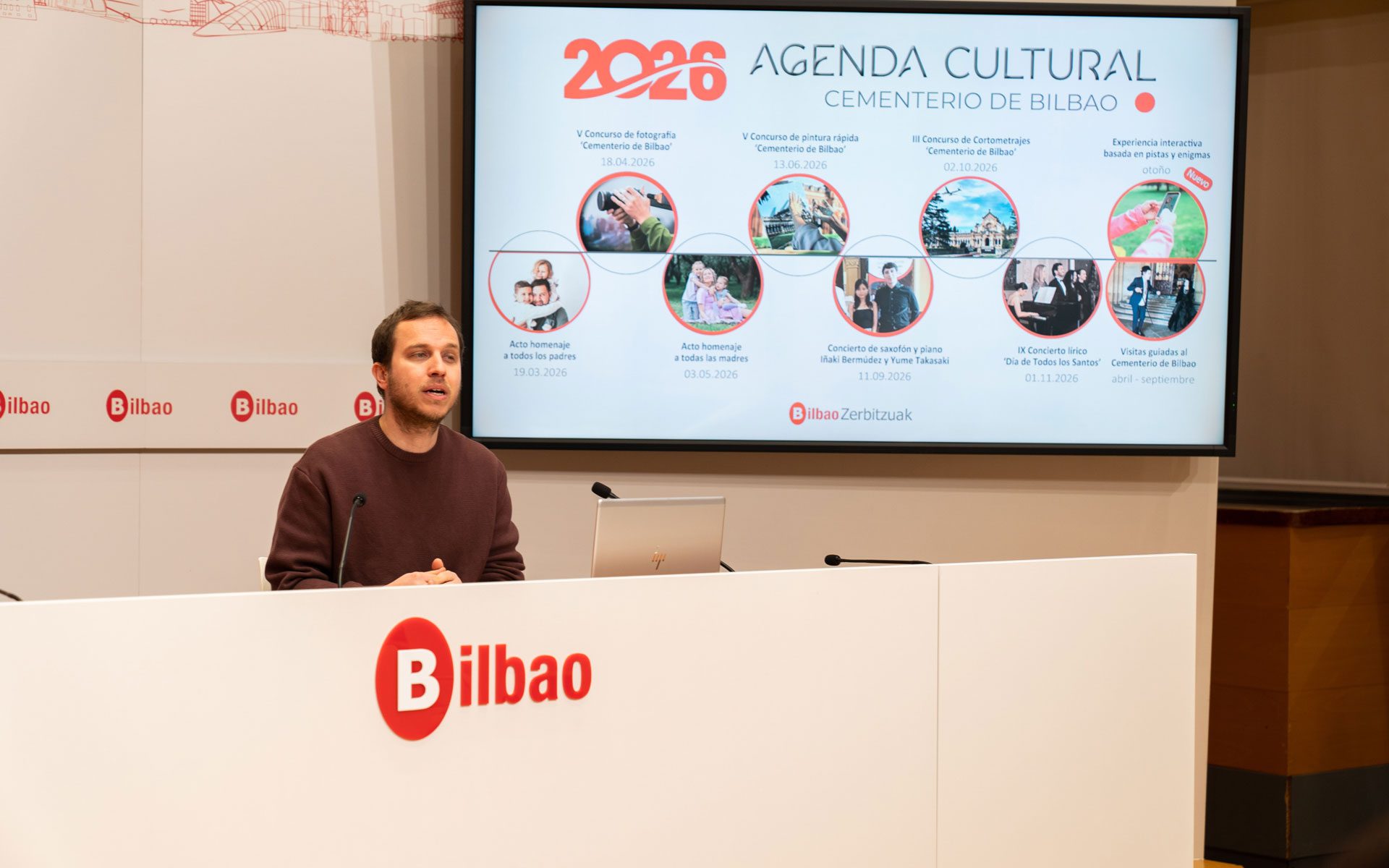 Álvaro Pérez Alonso, Presidente de Bilbao Zerbitzuak presenta la agenda cultural de 20226 del Cementerio de Bilbao